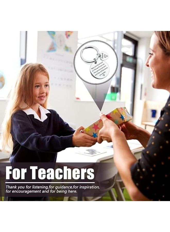 SRLIWHITE 6 Pieces Appreciation Keychains, Thank You Inspirational Stainless Steel Keyrings Make a Difference Gifts for Teachers, Volunteers, Employees and Social Workers (Silver) - Image 5